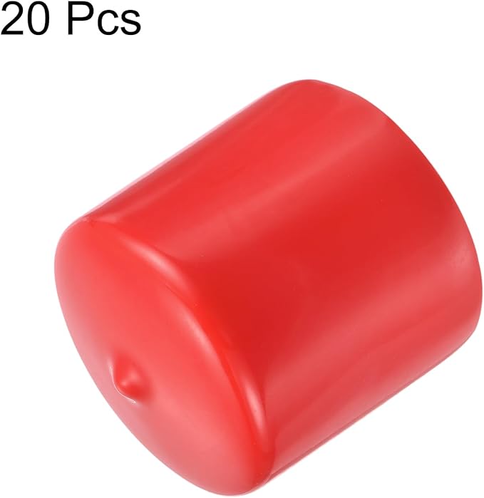 uxcell 20pcs Rubber End Caps 44mm ID Vinyl Round Tube Bolt Cap Cover Thread Protectors Red