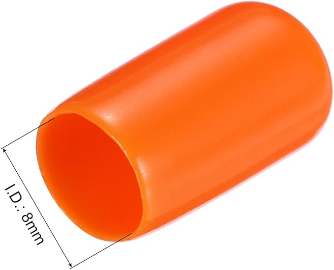 uxcell 20pcs Rubber End Caps 8mm(5/16") ID Vinyl PVC Round Tube Bolt Cap Cover Screw Thread Protectors,Orange
