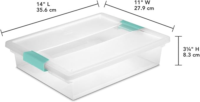 Sterilite 12-Pack Clip Box, Stackable Clear Plastic Bins with Latching Lids, Large - Writing, Arts or Crafts Supplies Storage Containers for Home, Office, Classroom and Workshop Organization
