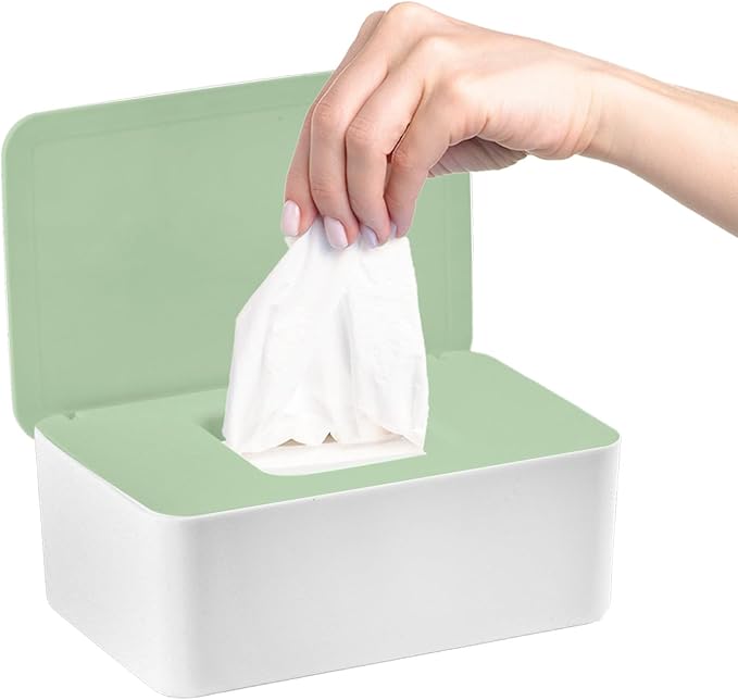 1 Pcs Diaper Wipes Dispenser, Refillable Wipe Container, Wipe Container with Sealing Design Lid, Keep Wipes Fresh,Wet Wipes Cases (Green)