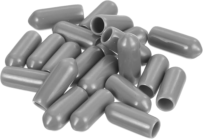 uxcell 20pcs Rubber End Caps Protective Caps 5.5mm ID Vinyl PVC Round Tube Bolt Cap Cover Screw Thread Protectors, Light Grey
