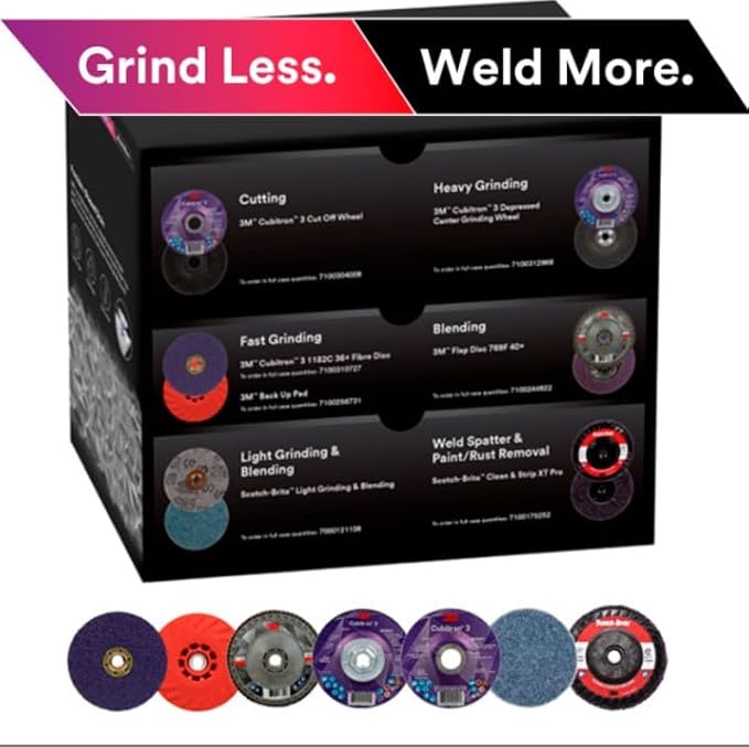 3M Grind Less Weld More Promo Kit, 67115, 4-1/2 in Discs, 16 Piece Welding Kit for Cutting, Grinding, Blending, Finishing, Rust Removal, Deburring