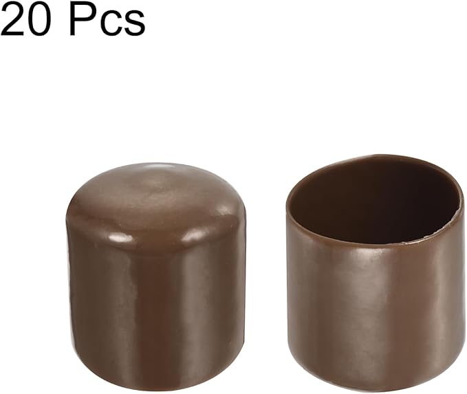 uxcell 20pcs Rubber End Caps 31mm(1 1/4") ID Vinyl PVC Round Tube Bolt Cap Cover Screw Thread Protectors Brown