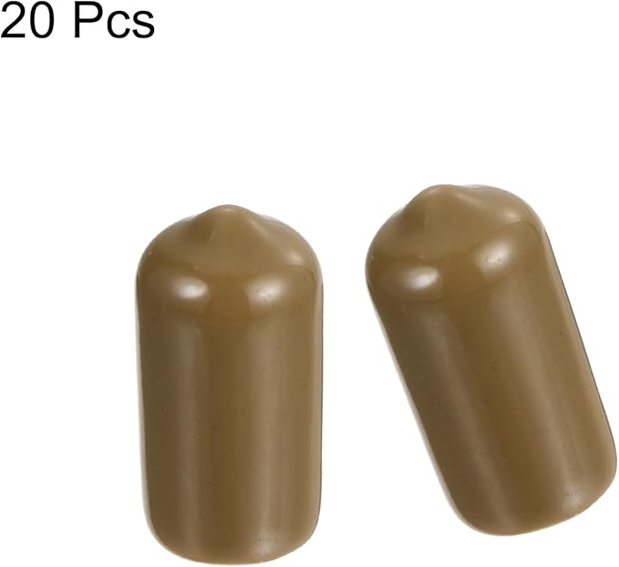 uxcell 20pcs Rubber End Caps 10mm(3/8") ID Vinyl PVC Round Tube Bolt Cap Cover Screw Thread Protectors Light Brown