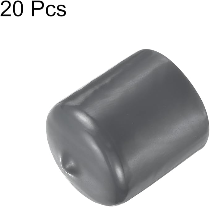 uxcell 20pcs Rubber End Caps 28mm ID Vinyl Round Tube Bolt Cap Cover Thread Protectors Dark Grey