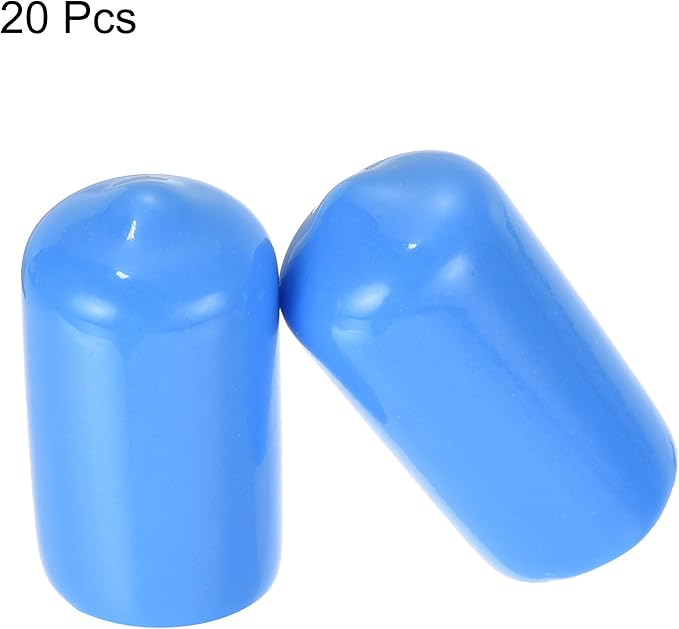 uxcell 20pcs Rubber End Caps 12mm(1/2 inch) ID Vinyl Round Tube Bolt Cap Cover Screw Thread Protectors Light Blue