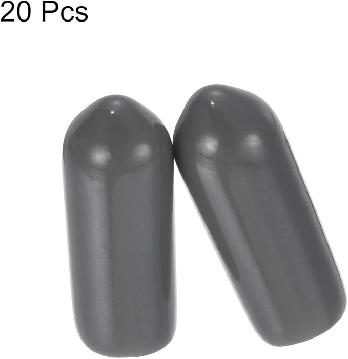 uxcell 20pcs Rubber End Caps 5mm(3/16") ID Vinyl PVC Round Tube Bolt Cap Cover Screw Thread Protectors Dark Grey