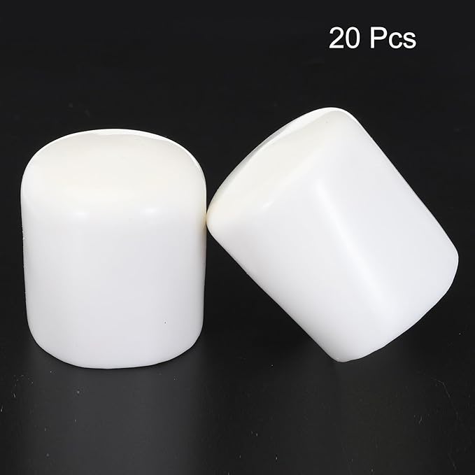 uxcell 20pcs Rubber End Caps 38mm ID Vinyl Round Tube Bolt Cap Cover Screw Thread Protectors White
