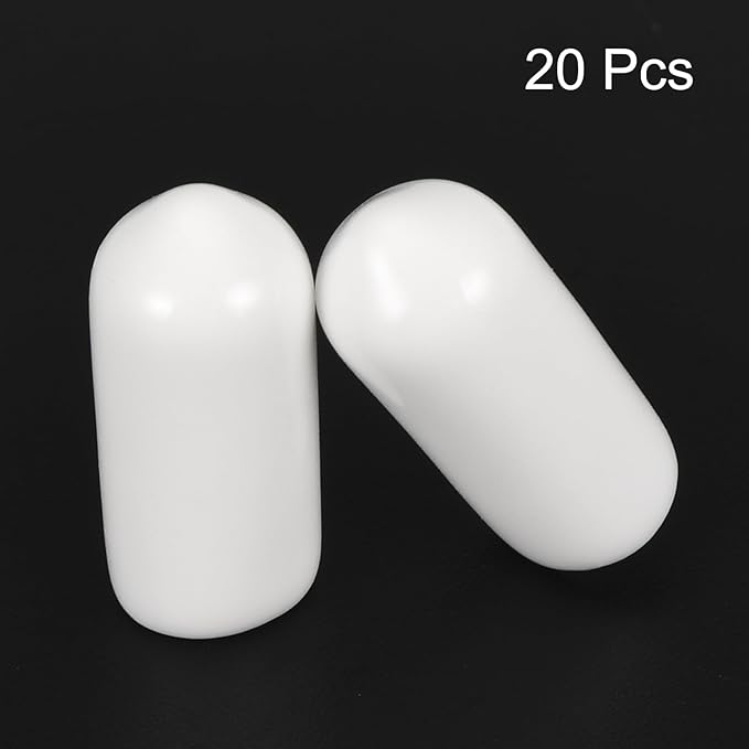 uxcell 20pcs Rubber End Caps 6.5mm ID Vinyl Round End Cap Cover Screw Thread Protectors White