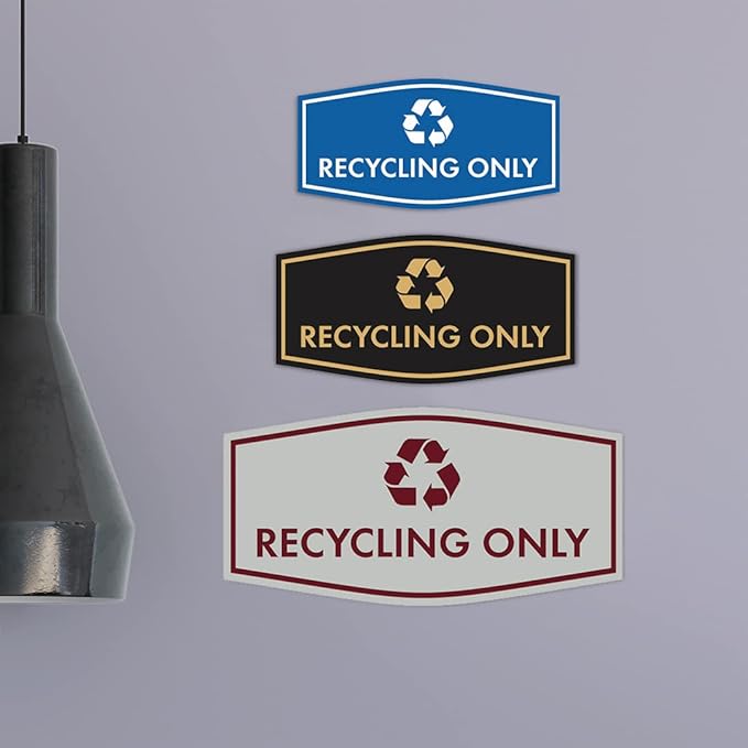 Fancy Recycling Only Sign (Black) - Medium
