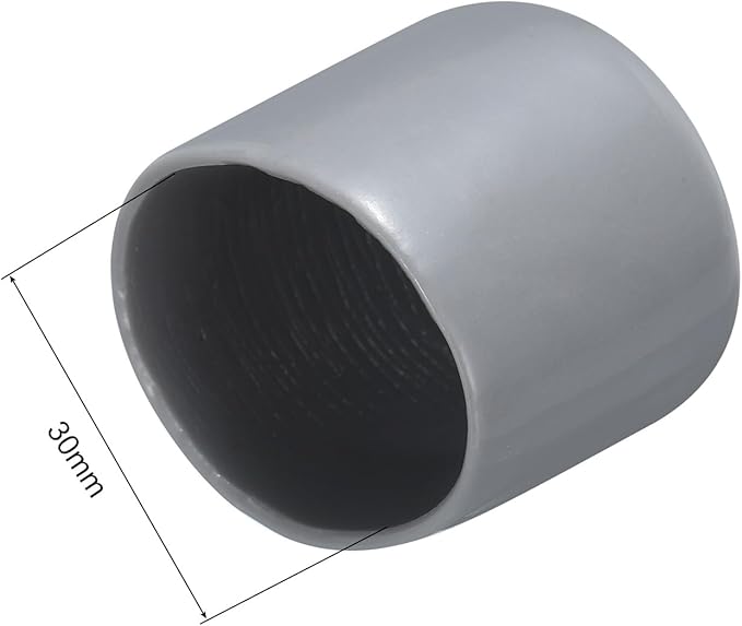 uxcell 20pcs Rubber End Caps 30mm ID Vinyl PVC Round Tube Bolt Cap Cover Screw Thread Protectors Grey