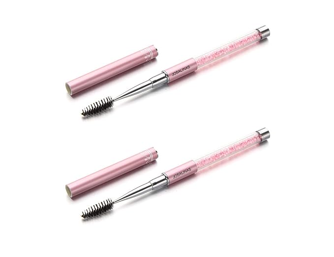 2PCS Mascara Brushes Eyebrow Eyelash Brushes Mascara Wands Applicators Eye Brushes Portable Cosmetic Brushes with Cap Spoolies Brushes for Eyelash Extensions and Eyebrows, Pink