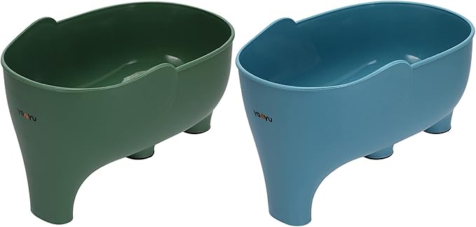 2PCS Vegetable Washing Basket - Elephant Drainage Basket for Fruits, Pasta, Noodles - Green & Blue