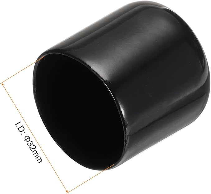 uxcell 20pcs Rubber End Caps 32mm ID Vinyl PVC Round Tube Bolt Cap Cover Screw Thread Protectors Black