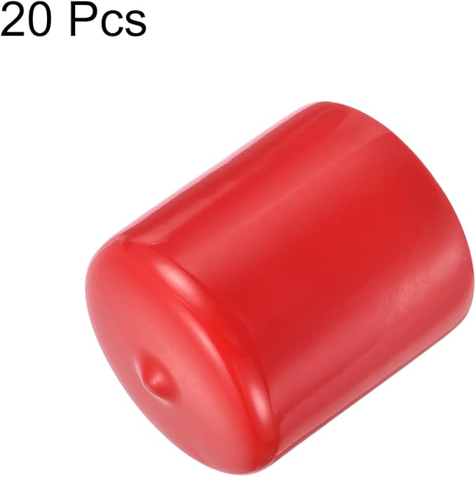uxcell 20pcs Rubber End Caps 37mm ID Vinyl Round Tube Bolt Cap Cover Thread Protectors Red