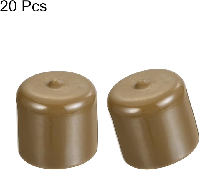 uxcell 20pcs Rubber End Caps 34mm ID Vinyl PVC Round Tube Bolt Cap Cover Screw Thread Protectors Light Brown
