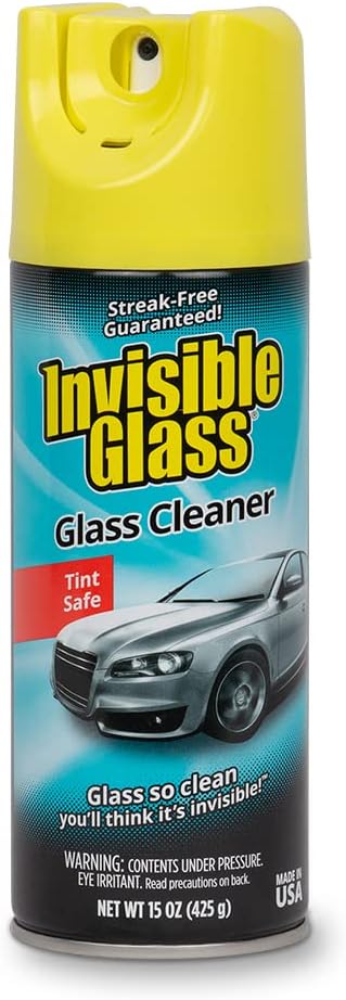 Invisible Glass 91163 Premium Aerosol Glass and Window Cleaner for Auto and Home, Streak-Free, Ammonia-Free, Tint-Safe, 15 oz