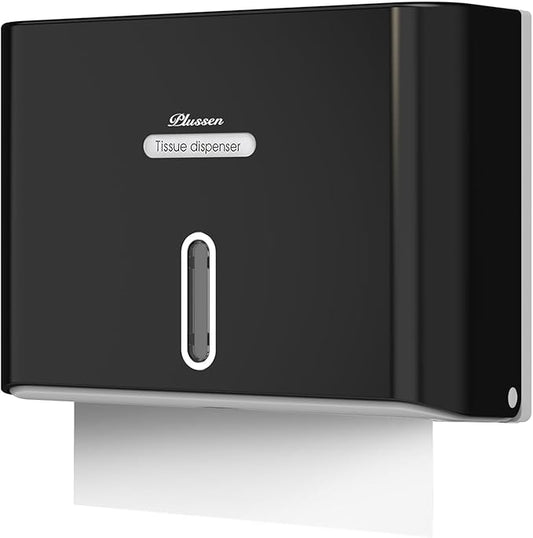 Paper Towel Dispenser Wall Mount, Adhesive No Drilling Multifold Trifold C Fold Commercial Hand Towel Dispenser,Black