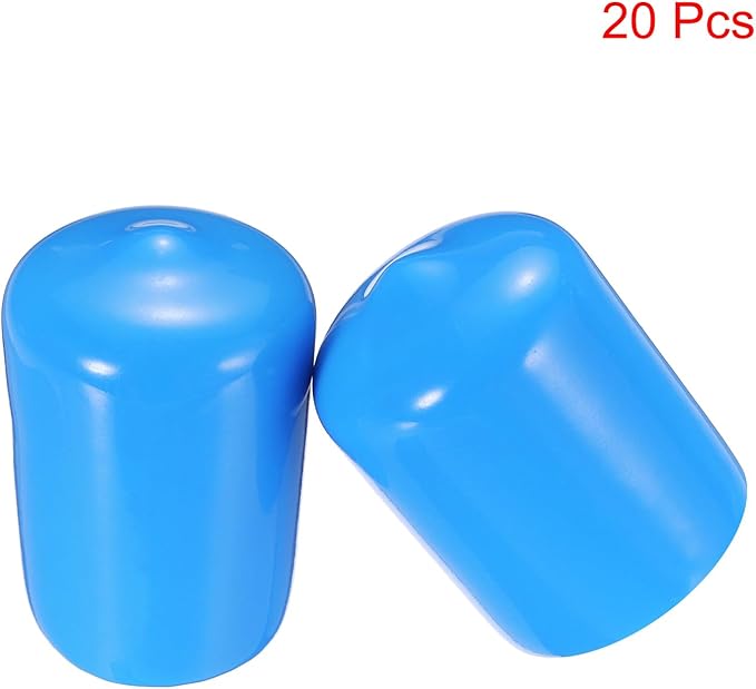 uxcell 20pcs Rubber End Caps 19mm(3/4") ID Vinyl PVC Round Tube Bolt Cap Cover Screw Thread Protectors,Light Blue