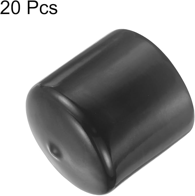uxcell 20pcs Rubber End Caps 46mm ID Vinyl Round Tube Bolt Cap Cover Thread Protectors Dark Grey