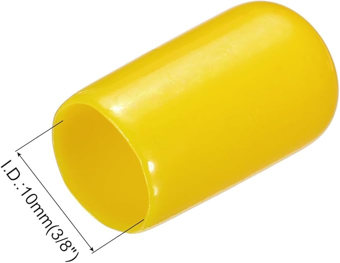 uxcell 20pcs Rubber End Caps 10mm(3/8") ID Vinyl PVC Round Tube Bolt Cap Cover Screw Thread Protectors Yellow