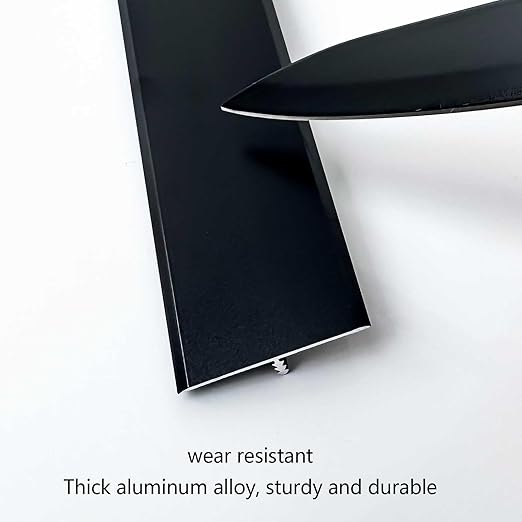 10Pcs Aluminum T Molding Floor Transition Strip, 48In Aluminum T Molding Trim, Floor Strip Floor Flat Divider Strip for Joining Floor Gaps, Threshold, Floor Tiles (Black, 4ft x 0.78in 10Pcs)