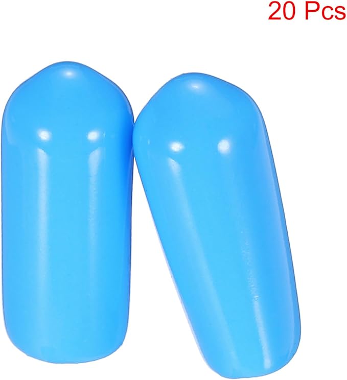 uxcell 20pcs Rubber End Caps 6mm(1/4") ID Vinyl PVC Round Tube Bolt Cap Cover Screw Thread Protectors,Light Blue