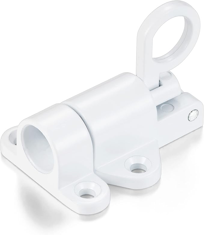 6 Packs Self-Closing Latches，White Spring Door Lock，Resilient Bolt Latch Aluminum Alloy Safety Automatic Spring Barrel Slide Door Lock with Screws,Used for Gate,Window and Cabinet etc