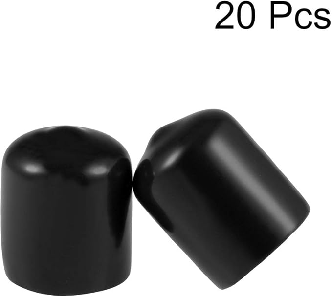uxcell 20pcs Rubber End Caps 16mm ID Vinyl Round Tube Bolt Cap Cover Thread Protectors Black