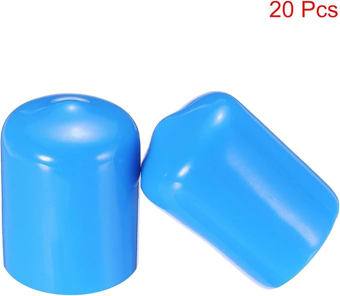 uxcell 20pcs Rubber End Caps 15mm(9/16") ID Vinyl PVC Round Tube Bolt Cap Cover Screw Thread Protectors,Light Blue