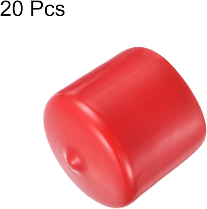 uxcell 20pcs Rubber End Caps 35mm ID Vinyl Round Tube Bolt Cap Cover Thread Protectors Red