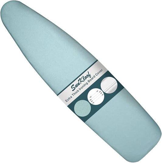 Ironing Board Cover and Pad, Resist Scorching and Staining, 15x54 Reflective Silicone Ironing Board Cover with Thick Padding Extra Thick with Elastic Edges 4 Fasteners