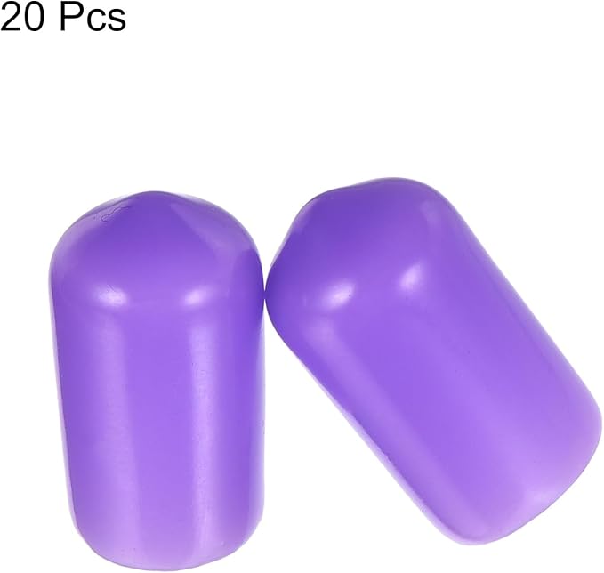 uxcell 20pcs Rubber End Caps 9mm(3/8") ID Vinyl PVC Round Tube Bolt Cap Cover Screw Thread Protectors Purple