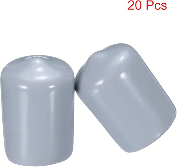 uxcell 20pcs Rubber End Caps 15mm ID Vinyl PVC Round Tube Bolt Cap Cover Screw Thread Protectors Grey