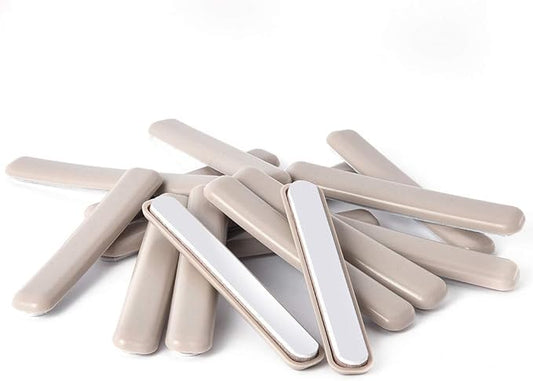 Ezprotekt 16 Pack Self-Stick Furniture Movers Sliders Strip for Carpet, 1/2 x 4 inch Rectangular Furniture Moving Pads, Self Adhesive Strip Sliders Gliders for Chair Table Desk Sofa Couch (Beige)