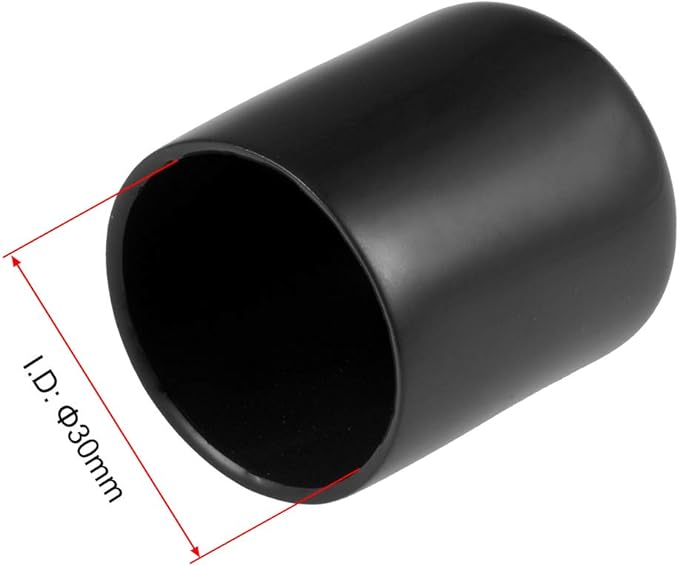 uxcell 20pcs Rubber End Caps 30mm ID Vinyl Round Tube Bolt Cap Cover Thread Protectors Black