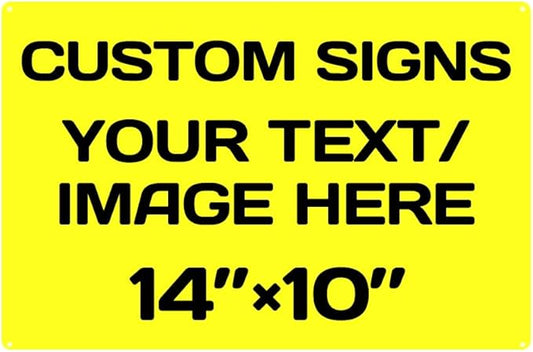 Repaly Personalized signs,Aluminum Weatherproof Metal Sign Multiple Sizes Custom Personalized Text And picture Here,hazard sign,garden sign,custom door sign,Customised business signs Yellow 14×10