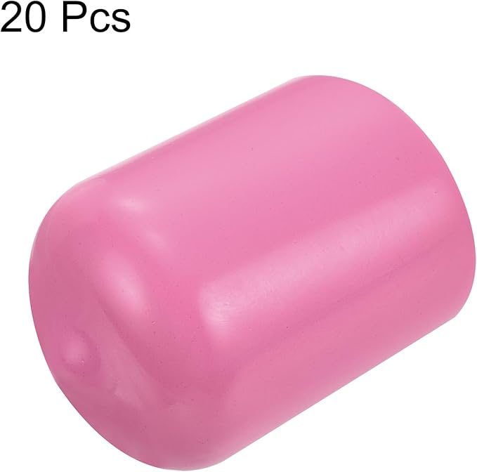 uxcell 20pcs Rubber End Caps 17mm ID Vinyl PVC Round Tube Bolt Cap Cover Screw Thread Protectors Pink