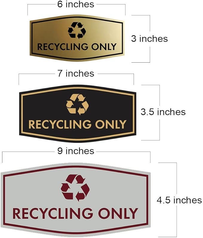 Fancy Recycling Only Sign (Black/Silver) - Small
