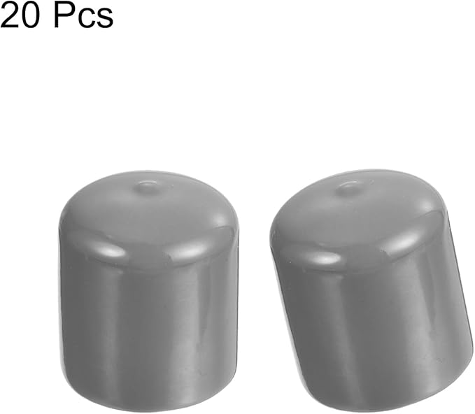 uxcell 20pcs Rubber End Caps Protective Caps 27mm ID Vinyl PVC Round Tube Bolt Cap Cover Screw Thread Protectors, Light Grey