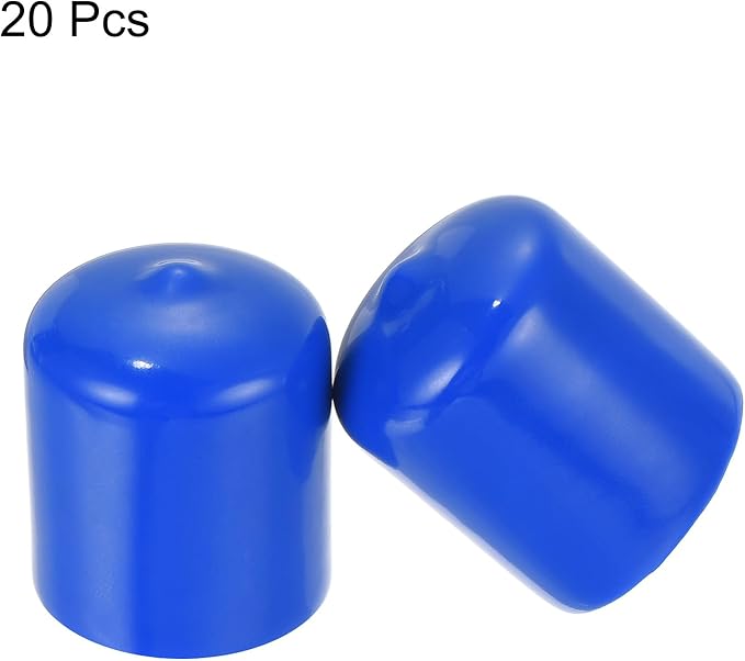 uxcell 20pcs Rubber End Caps 23mm ID Vinyl Round Tube Bolt Cap Cover Screw Thread Protectors Blue