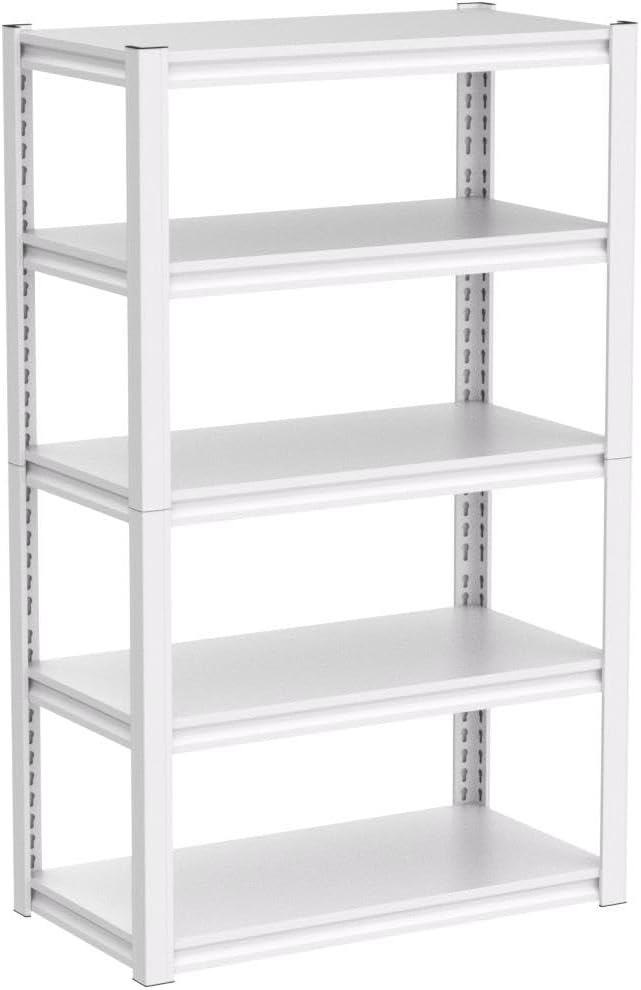 Raybee 5 Tier White Metal Heavy Duty Garage Shelving Unit 2000LBS Storage Shelves