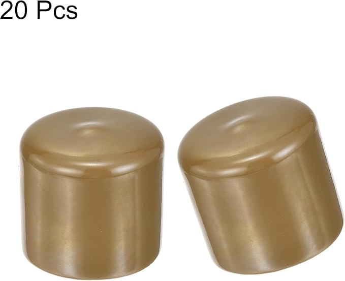 uxcell 20pcs Rubber End Caps 44mm(1 3/4") ID Vinyl PVC Round Tube Bolt Cap Cover Screw Thread Protectors Light Brown
