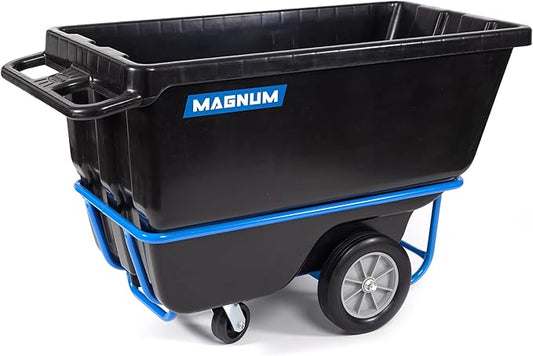 Tilt Truck, 1/2 Cu. Yd. Capacity Dump Cart with Heavy Duty 12” Wheels & 5” Casters & Forklift-able Frame for Jobsites, 850 lbs, Trash Cart with Wheels DUC12T-F