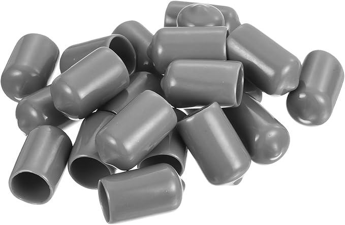 uxcell 20pcs Rubber End Caps Protective Caps 13mm ID Vinyl PVC Round Tube Bolt Cap Cover Screw Thread Protectors, Light Grey