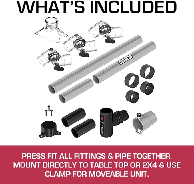 Mullet ThirdHand Dust Collection Boom Arm (Boom Arm + Workbench Mount)