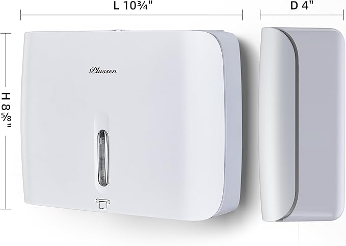 Commercial Paper Towel Dispenser Wall Mount with Key Pack of 2 Plastic 10⅞” Length X 8¼” Height X 3¾” Depth for Restroom