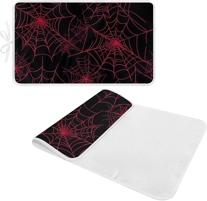 Ironing Mat Red Spider Web Portable Ironing Pad Blanket for Table Top Heat Resistance Foldable Lightweight 32 x 16 Inch Small Ironing Pads for Washer,Dryer,Countertop