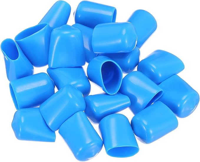 uxcell 20pcs Rubber End Caps 15mm(9/16") ID Vinyl PVC Round Tube Bolt Cap Cover Screw Thread Protectors,Light Blue
