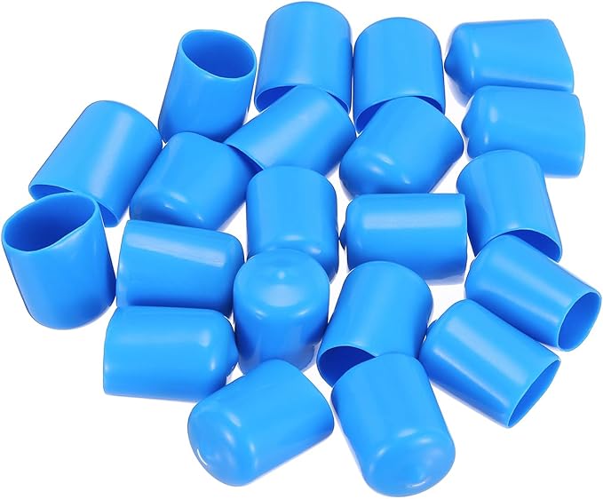 uxcell 20pcs Rubber End Caps 19mm(3/4") ID Vinyl PVC Round Tube Bolt Cap Cover Screw Thread Protectors,Light Blue